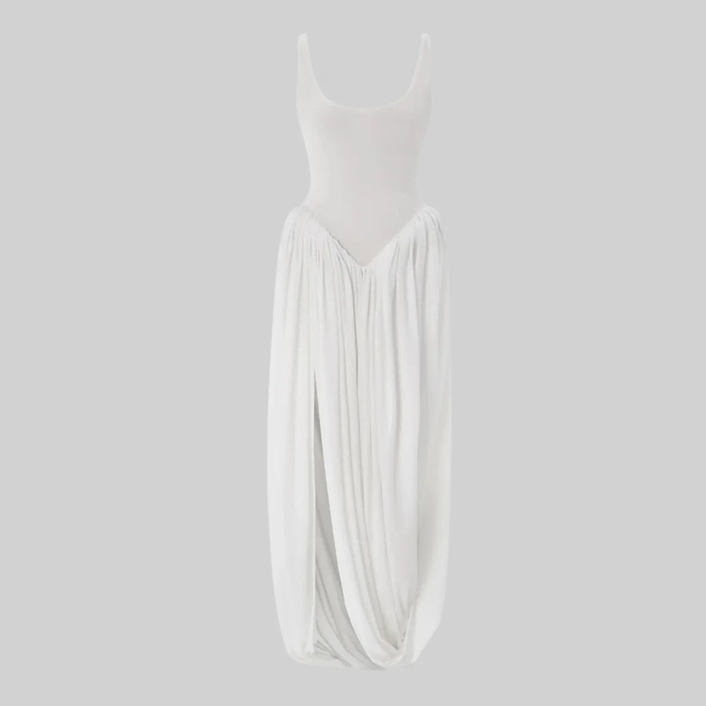 Sierra Darien Sculptural Skirt with side slit Maxi Dress